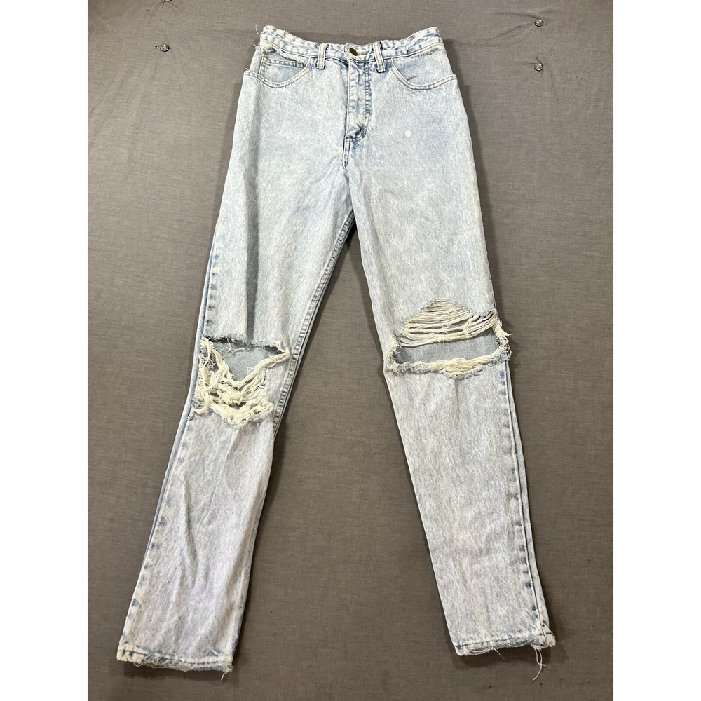 Vintage 90s Guess Jeans Women's 29x30 Destroyed Light Wash Blueβ Denim Retro